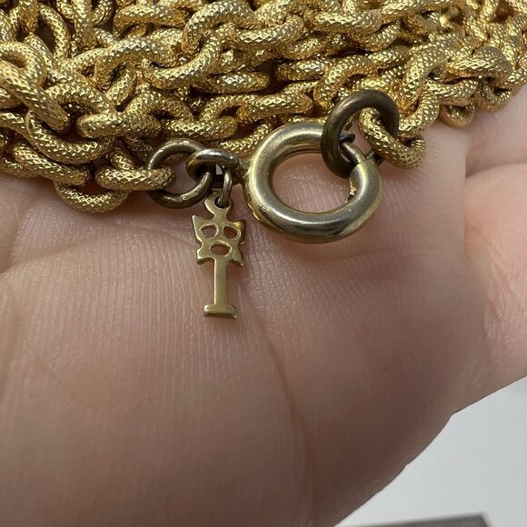 Vintage Crown Trifari Long Gold Tone Chain Necklace 32" Thick Chain Longline - Picture 9 of 9